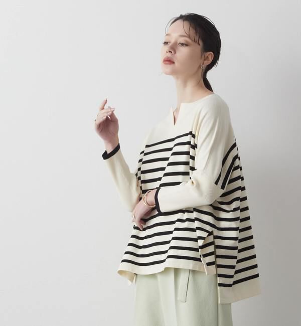Liesse「キーネックワイドニット」|ニット・セーター|ボーダー