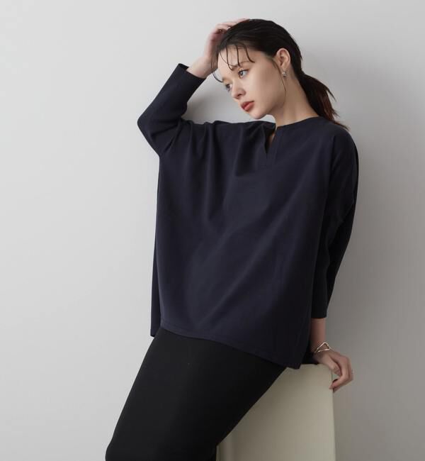 Liesse「キーネックワイドニット」|ニット・セーター|ネイビー