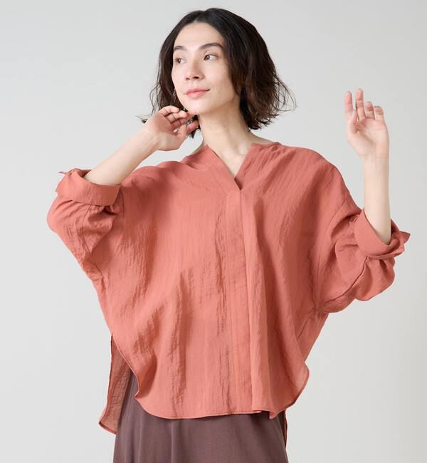 Liesse「スキッパーワイドドルマンブラウス」|シャツ・ブラウス|テラコッタ