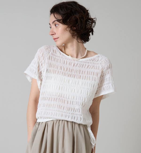 Liesse「シャーリングレースニット」|ニット・セーター|