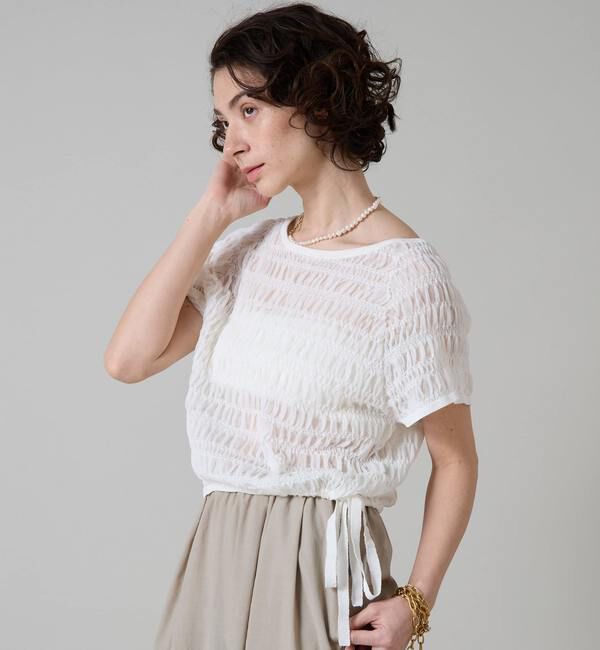 Liesse「シャーリングレースニット」|ニット・セーター|