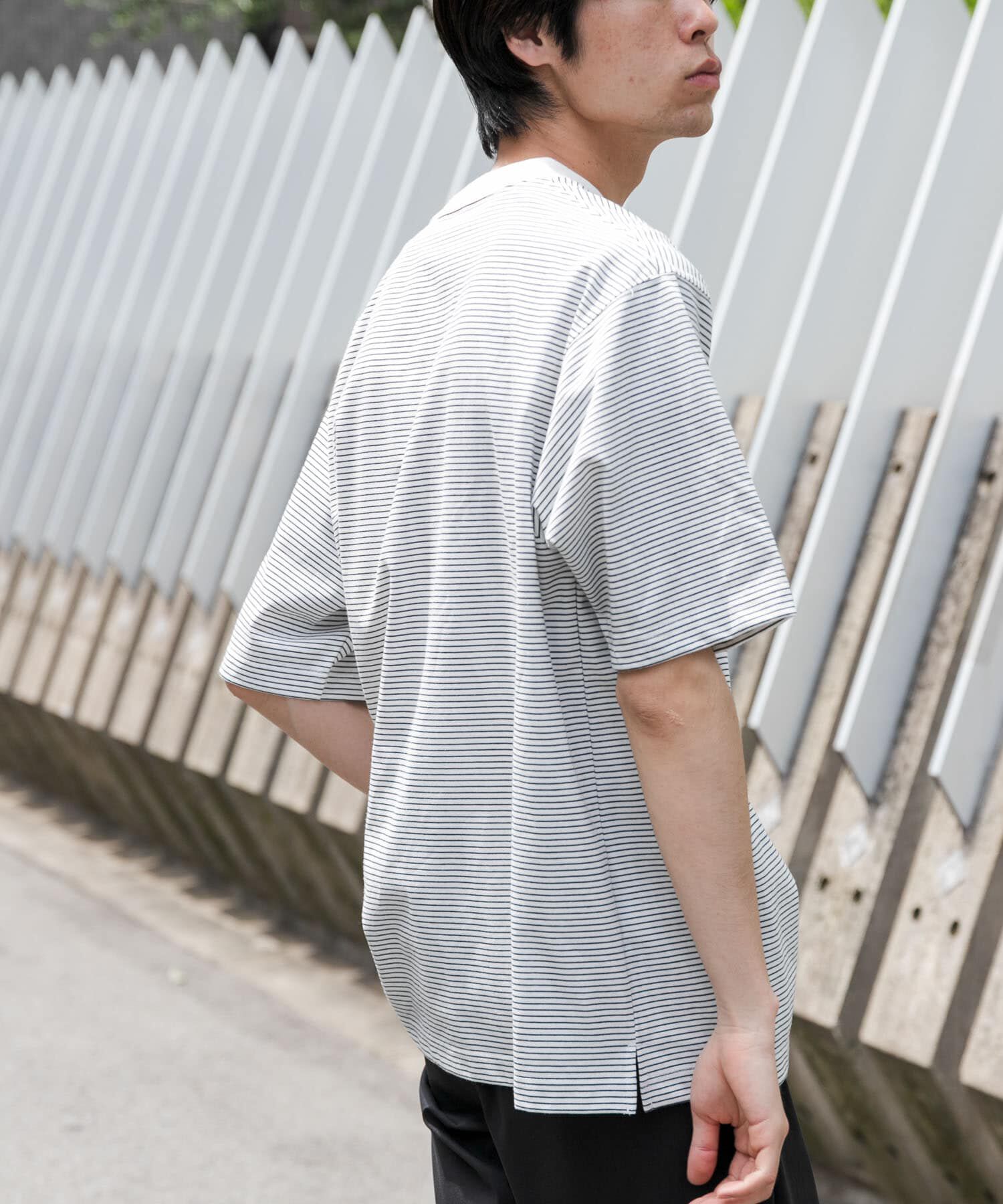 URBAN RESEARCH DOORS「FORK&SPOON　ボーダープレーティングショートスリーブTシャツ」|Tシャツ・カットソー|