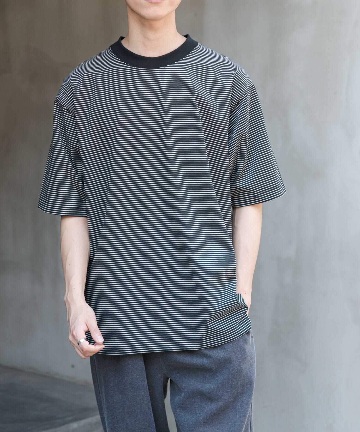 URBAN RESEARCH DOORS「FORK&SPOON　ボーダープレーティングショートスリーブTシャツ」|Tシャツ・カットソー|