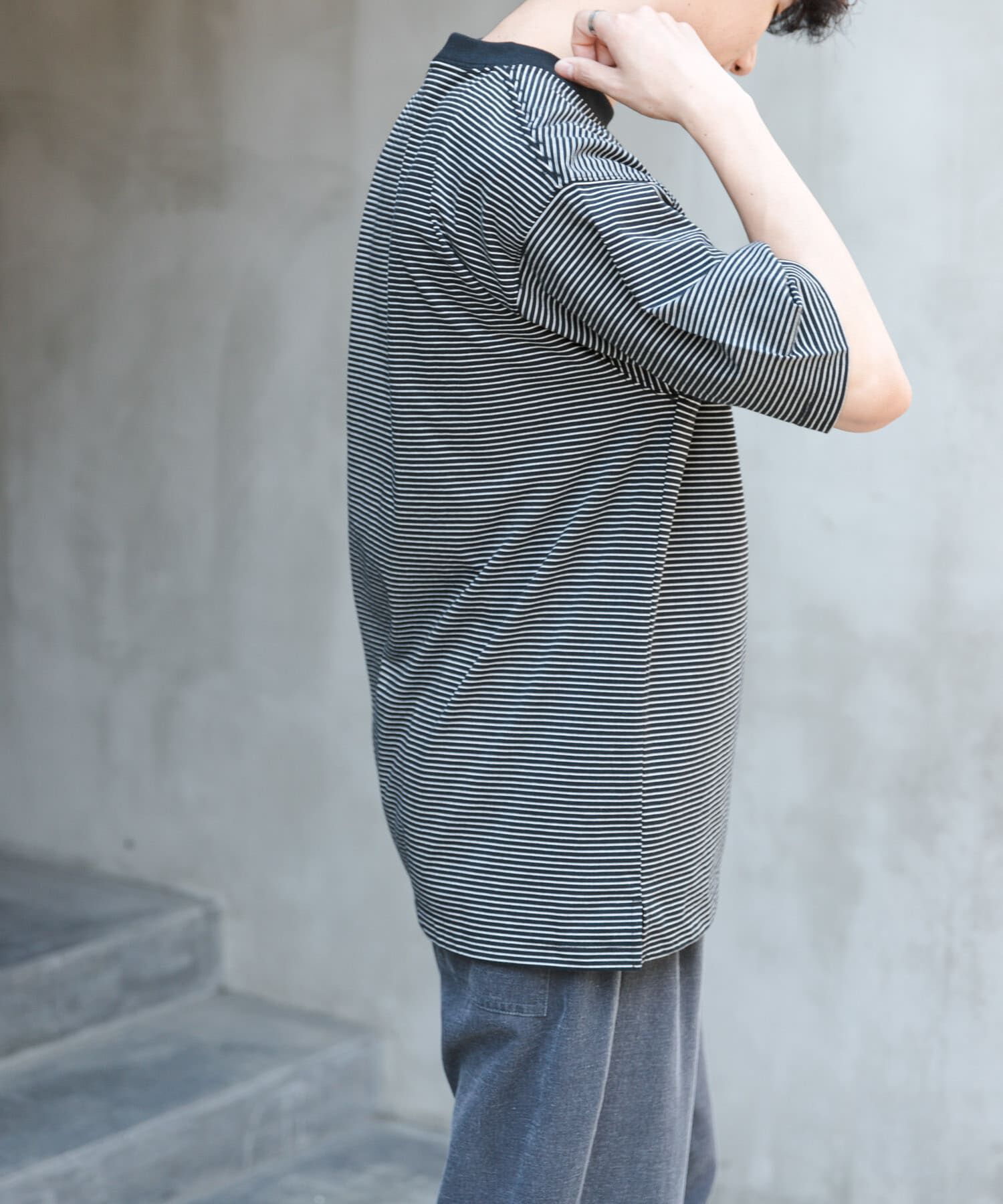 URBAN RESEARCH DOORS「FORK&SPOON　ボーダープレーティングショートスリーブTシャツ」|Tシャツ・カットソー|