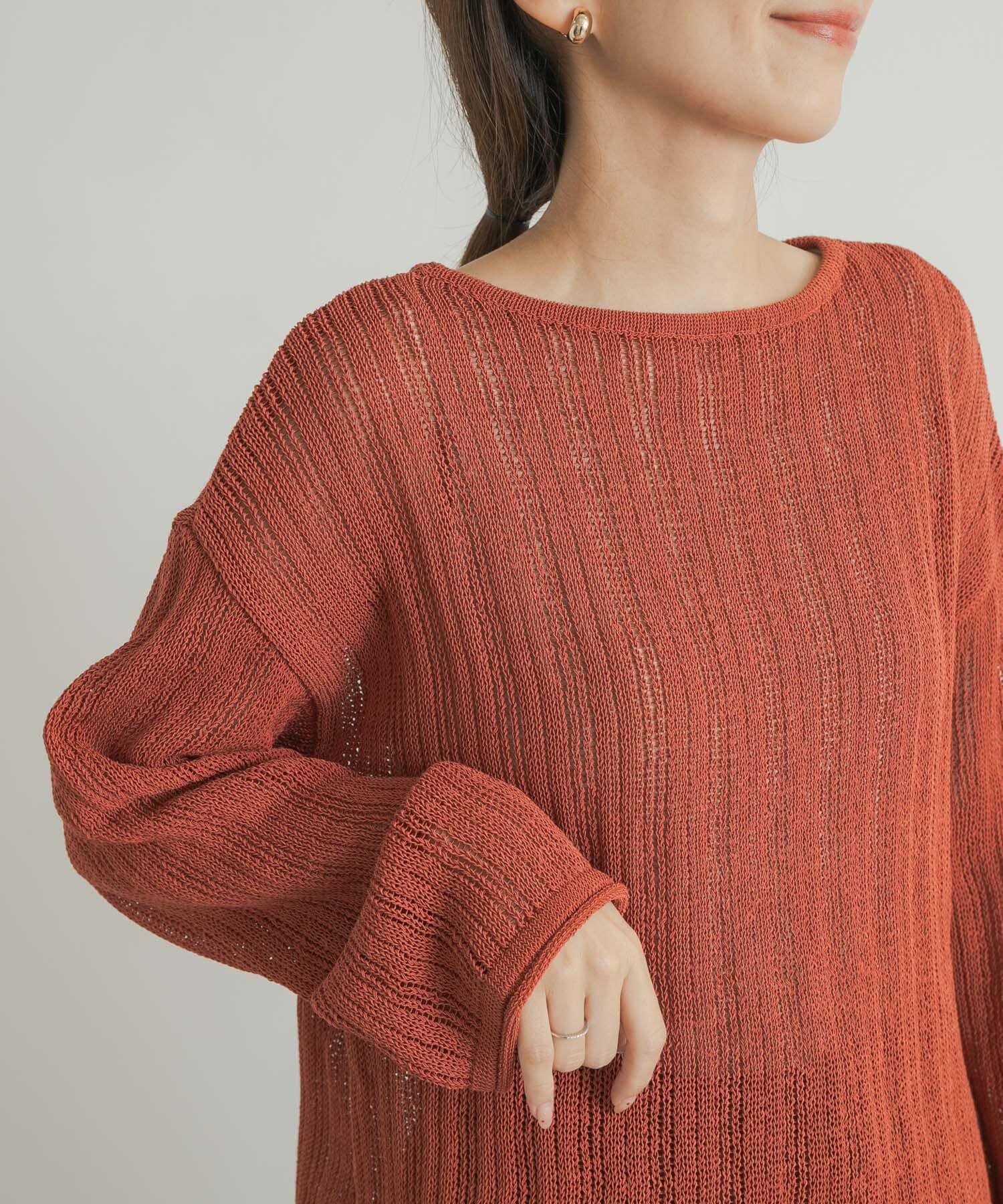 URBAN RESEARCH DOORS「ウォッシャブル透かし編みニット」|ニット・セーター|オレンジ