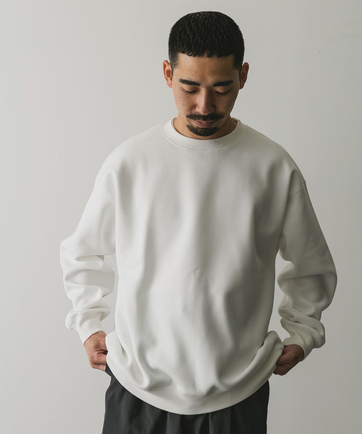 URBAN RESEARCH DOORS「『XLサイズ/WEB限定』ワッフルフリース クルーネック プルオーバー」|Tシャツ・カットソー|