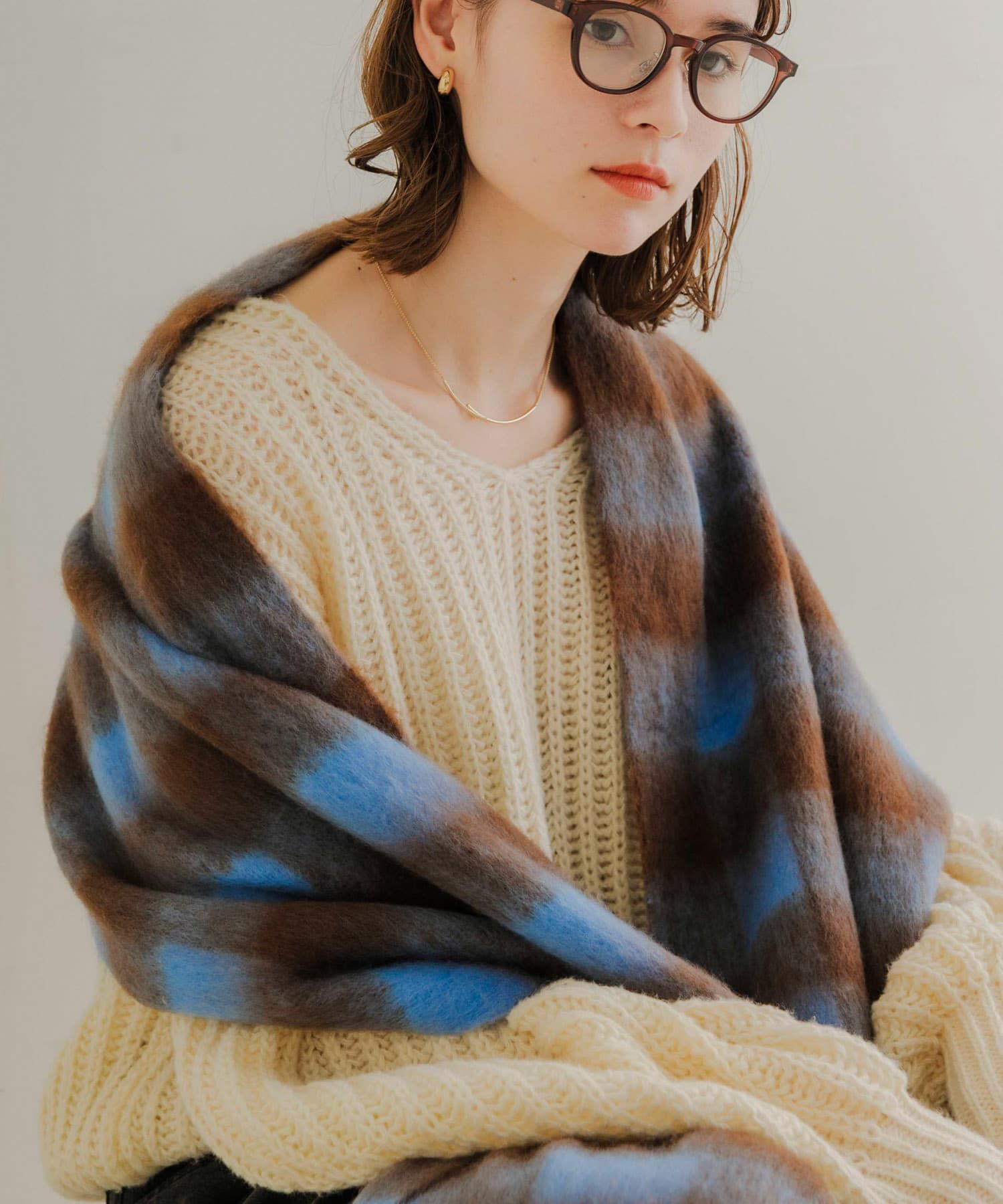 SMELLY「ブロックチェックボリュームマフラー」|マフラー|