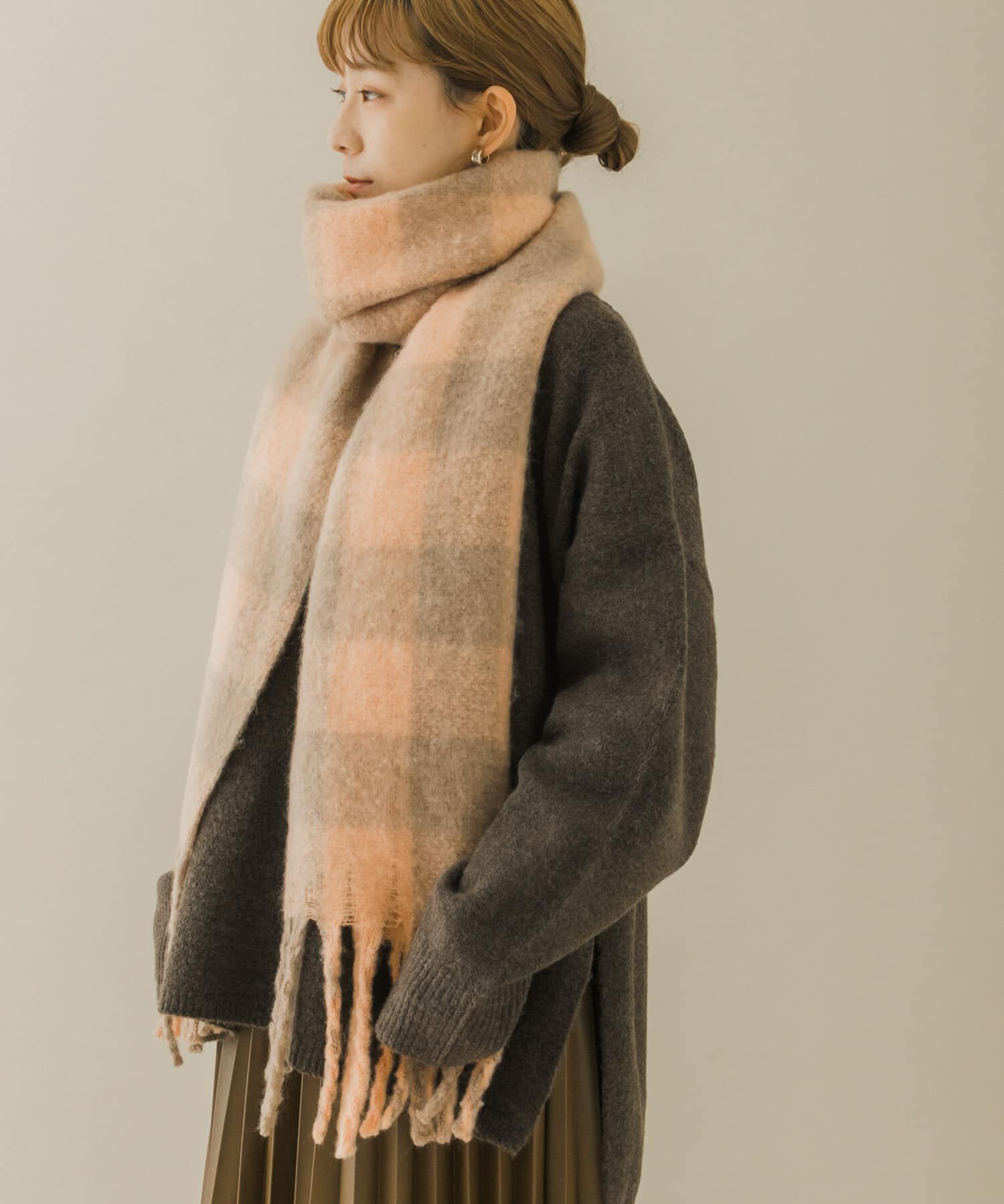 SMELLY「ブロックチェックボリュームマフラー」|マフラー|