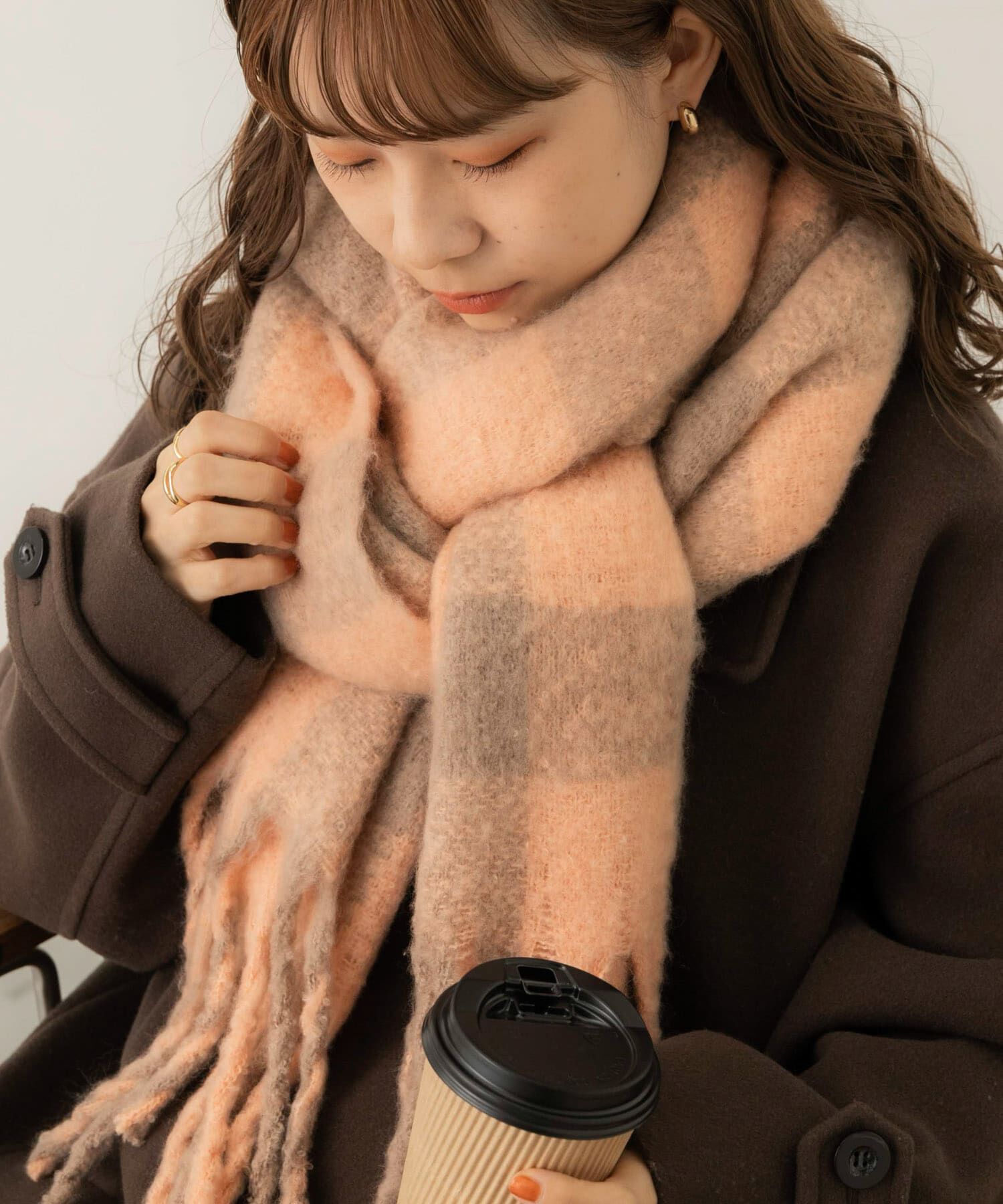 SMELLY「ブロックチェックボリュームマフラー」|マフラー|