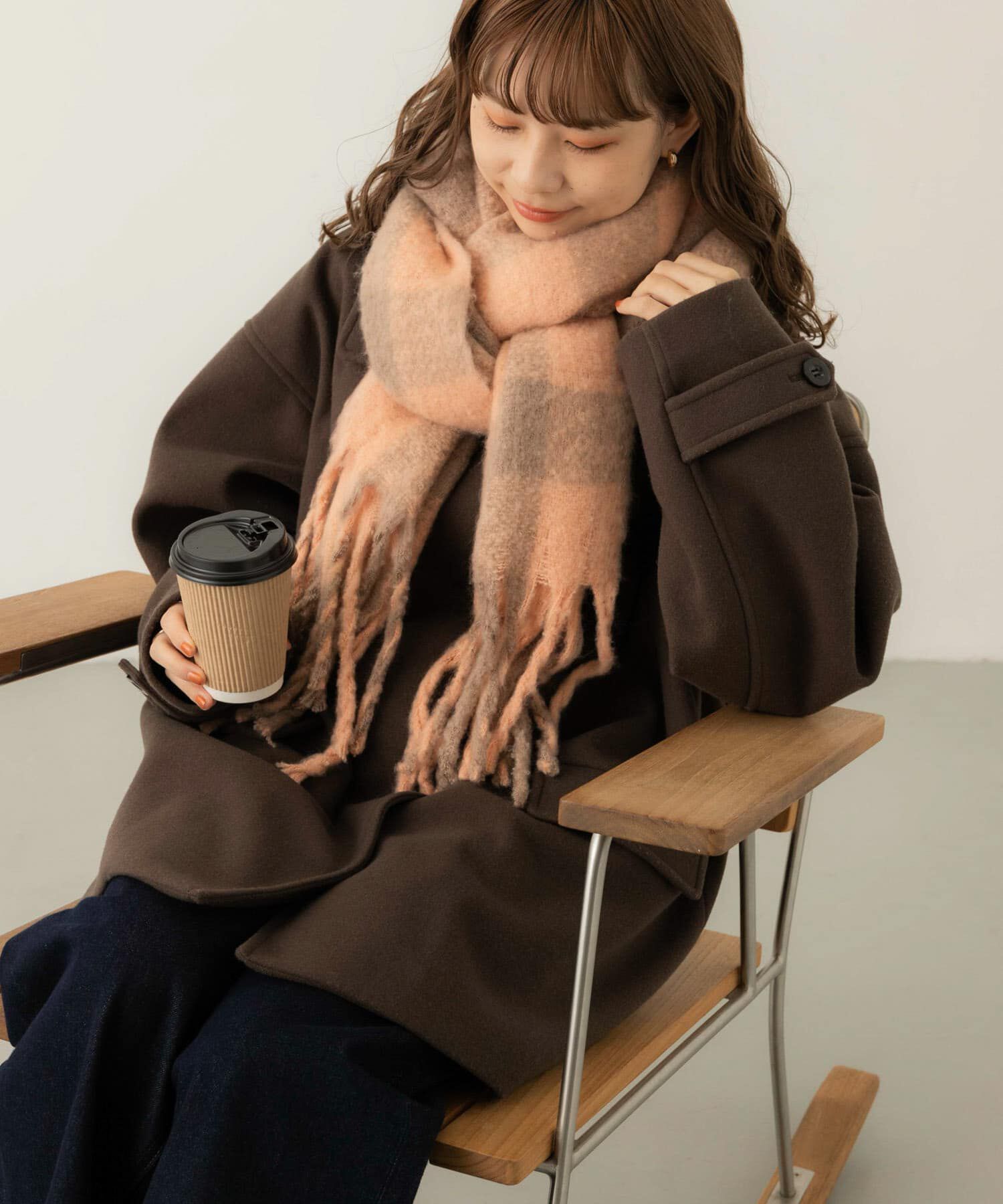 SMELLY「ブロックチェックボリュームマフラー」|マフラー|