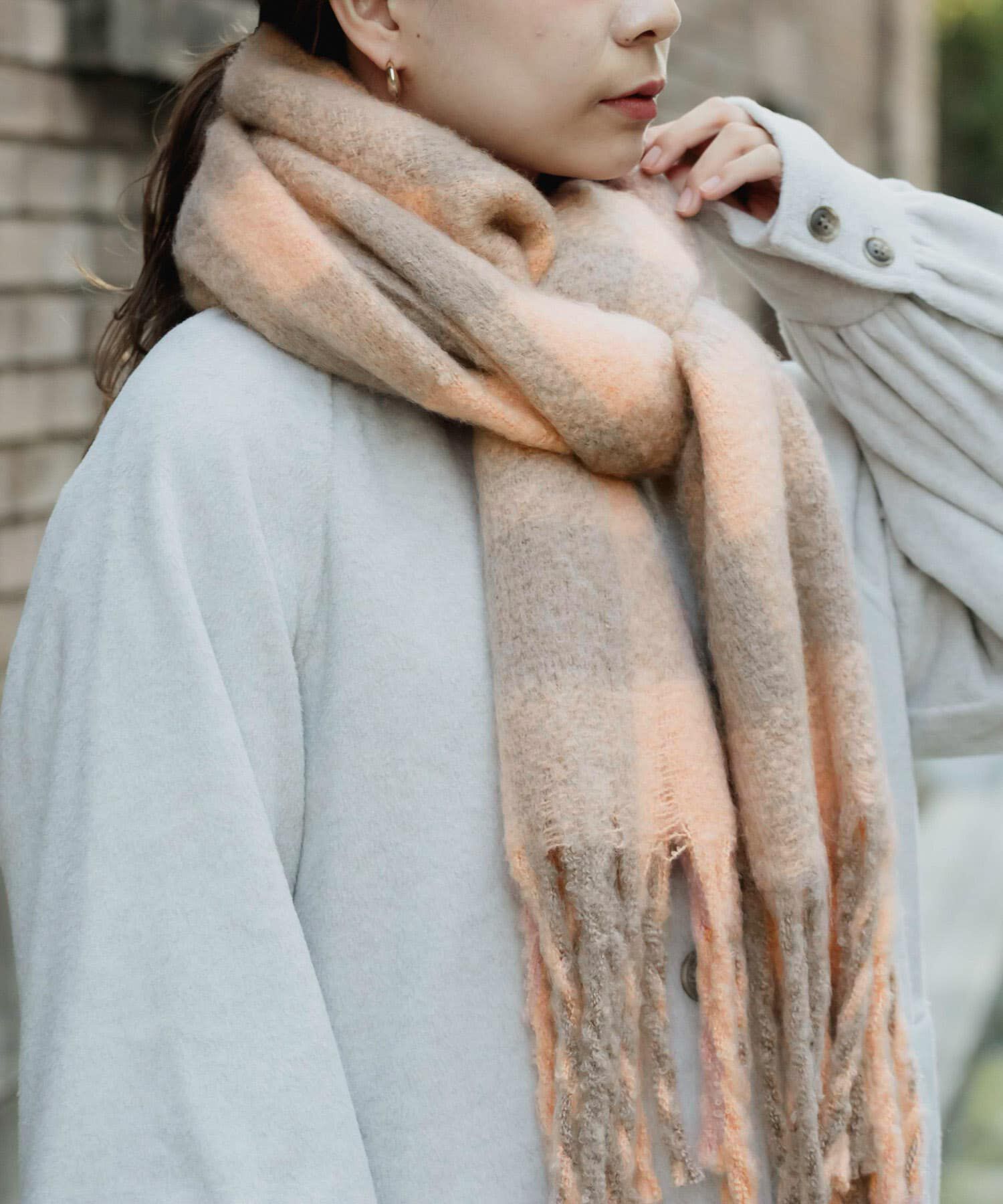 SMELLY「ブロックチェックボリュームマフラー」|マフラー|