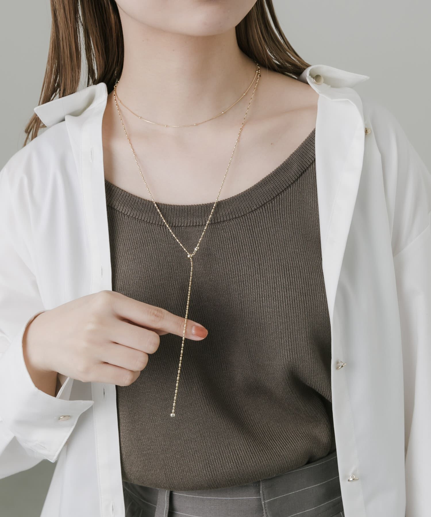 SMELLY「ショートロングチェーン2セットネックレス」|ネックレス|