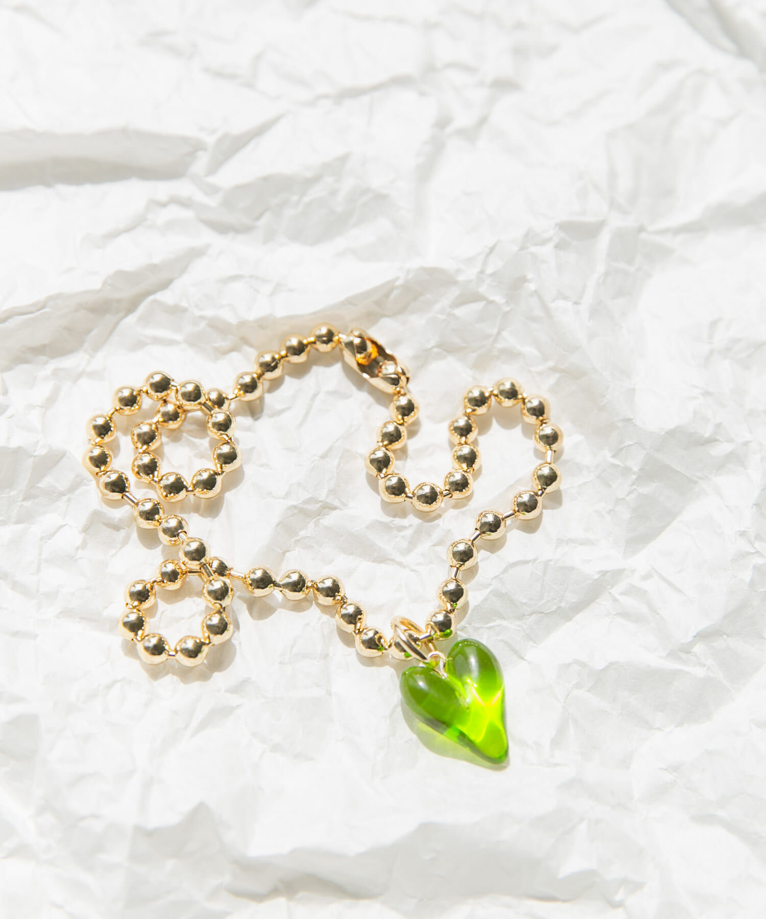 SMELLY「クリアハートボールチェーンネックレス」|ネックレス|ゴールド系その他