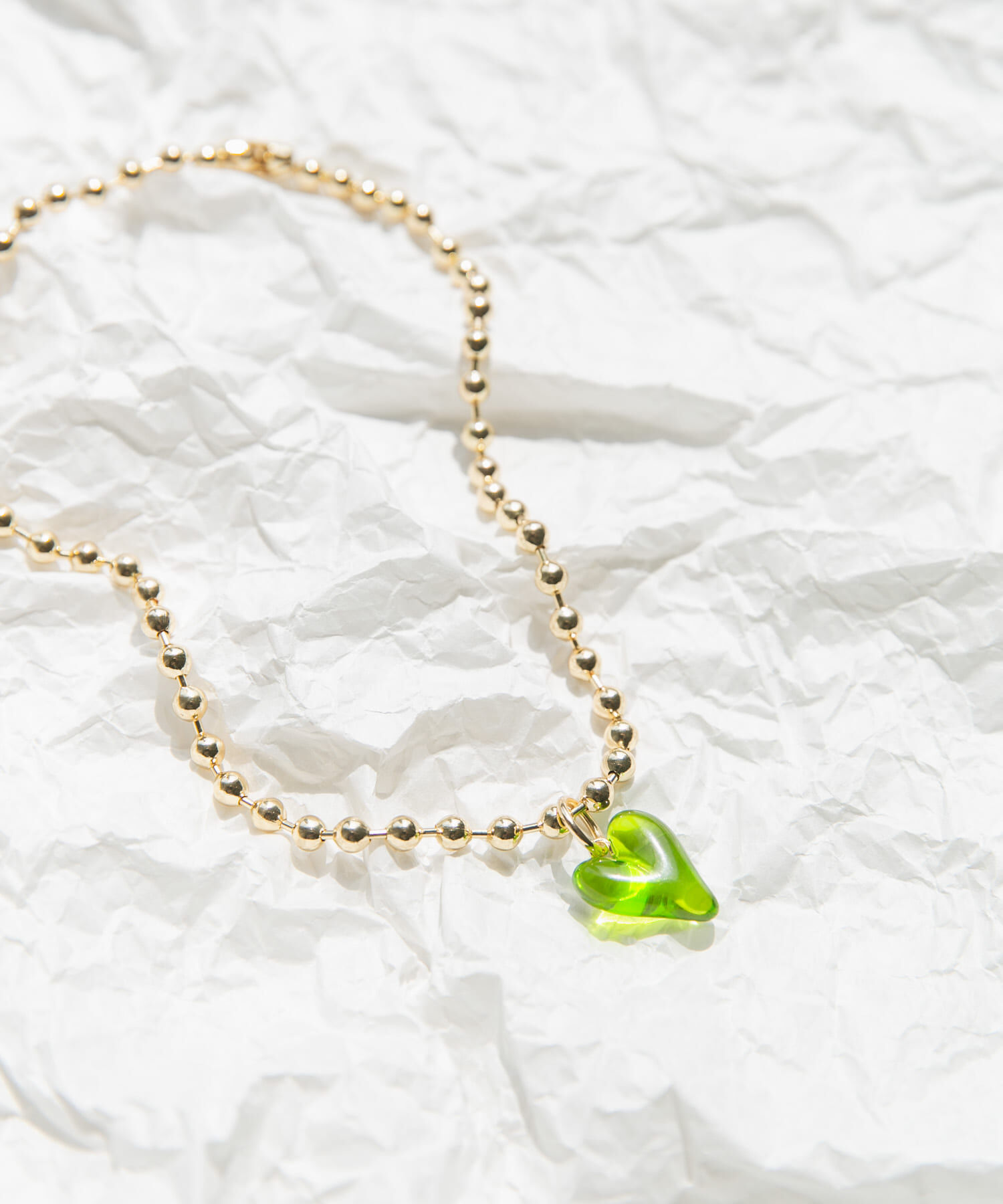 SMELLY「クリアハートボールチェーンネックレス」|ネックレス|