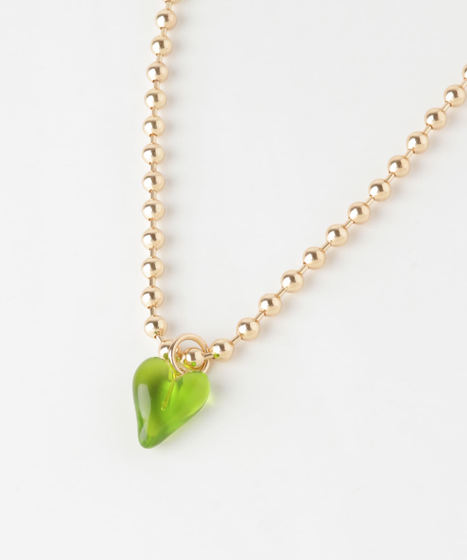 SMELLY「クリアハートボールチェーンネックレス」|ネックレス|