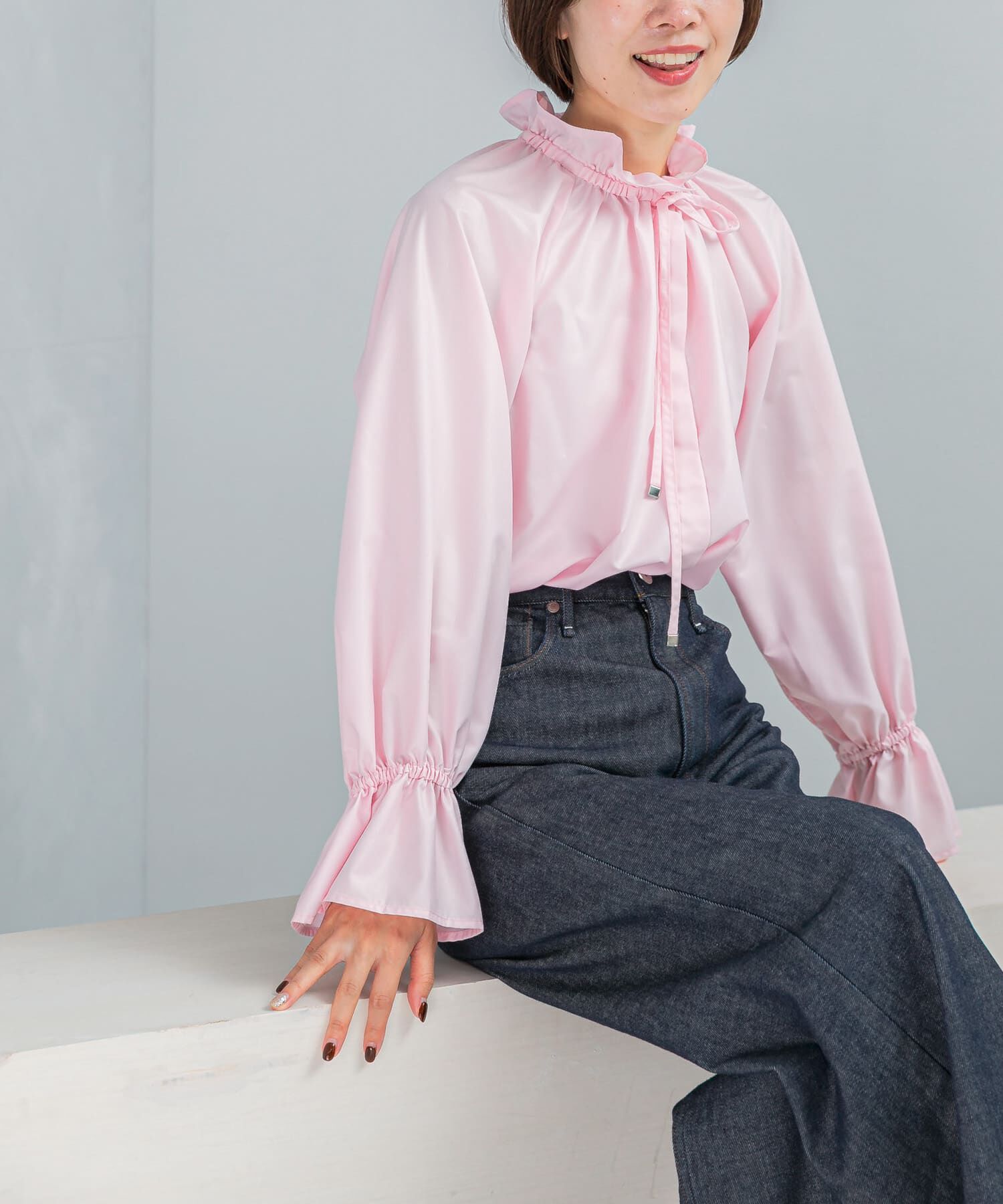 URBAN RESEARCH ROSSO「フリルカラーブラウス」|シャツ・ブラウス|ピンク系その他