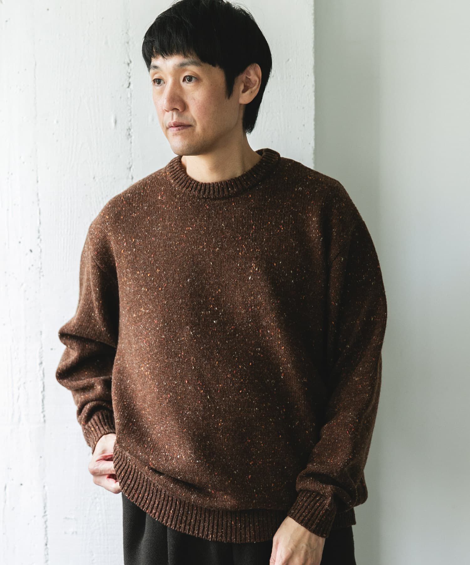 URBAN RESEARCH DOORS「ウールブレンドネップクルーネックニット」|ニット・セーター|