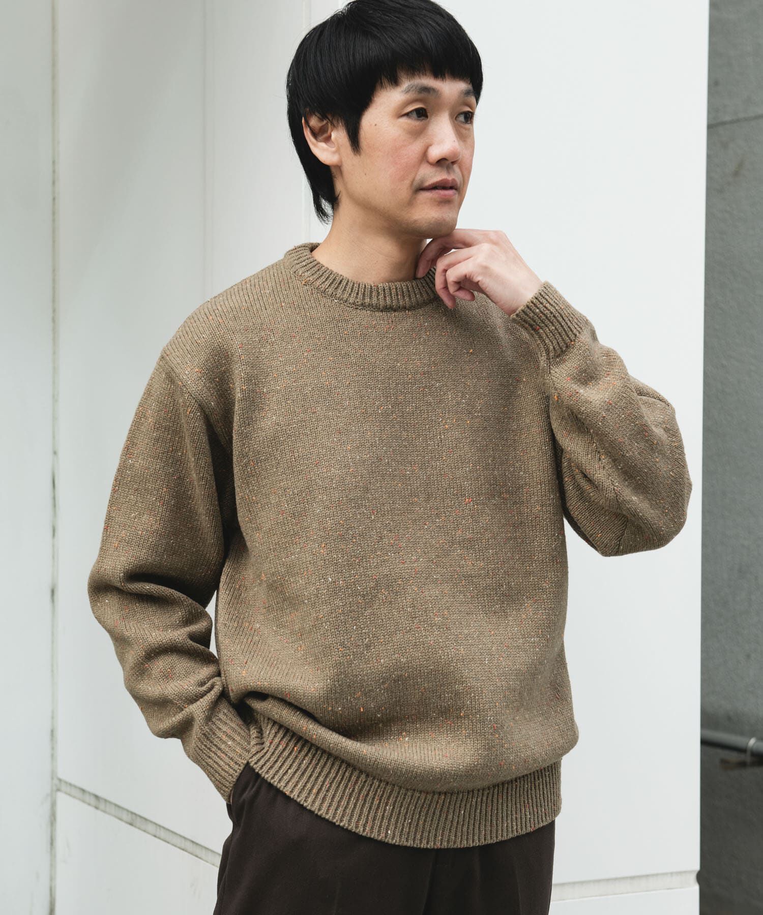 URBAN RESEARCH DOORS「ウールブレンドネップクルーネックニット」|ニット・セーター|