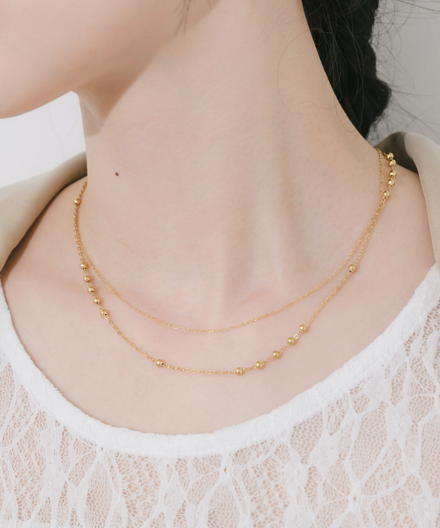 SMELLY「ステンレスボールチェーンレイヤードネックレス」|ネックレス|