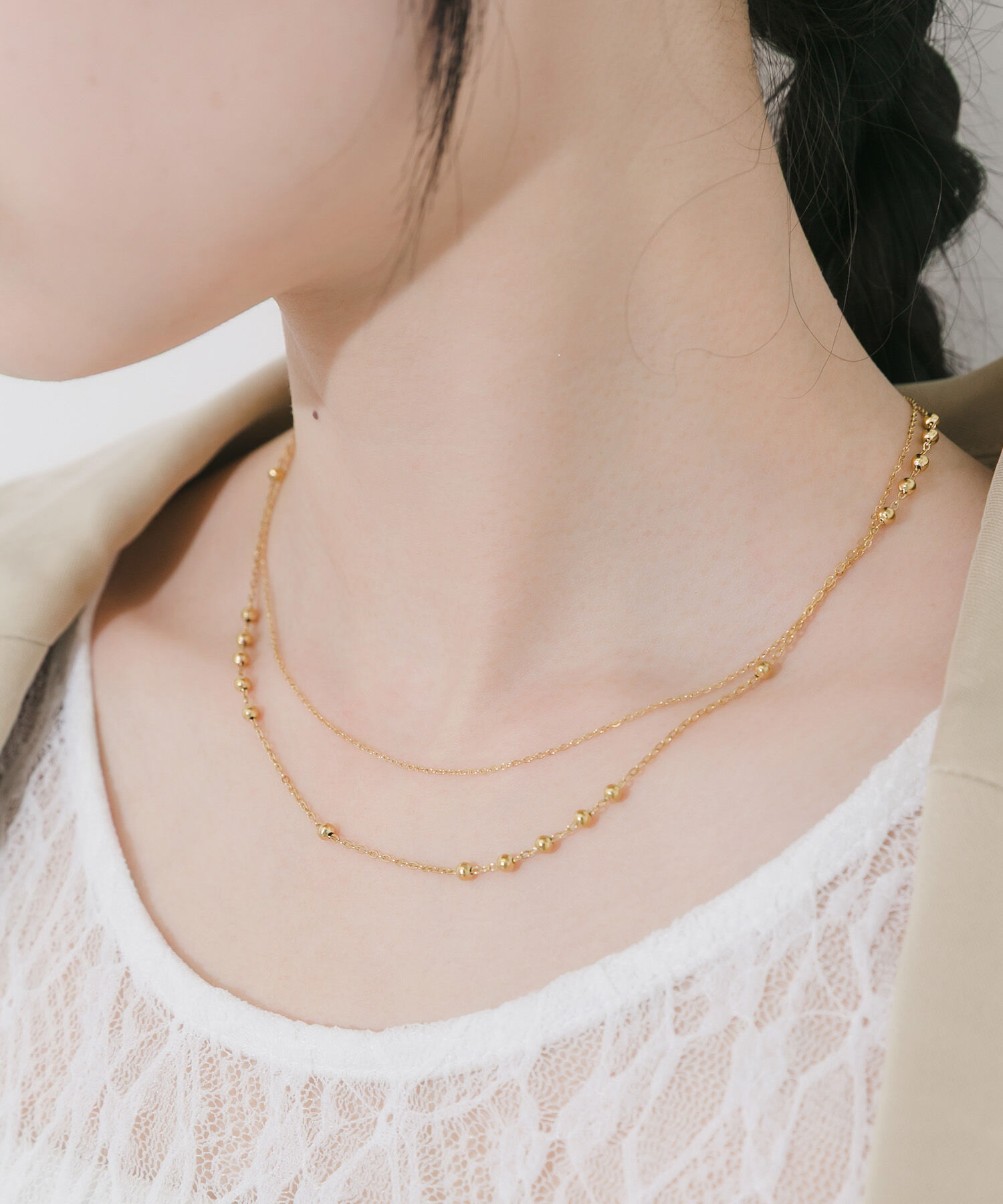 SMELLY「ステンレスボールチェーンレイヤードネックレス」|ネックレス|