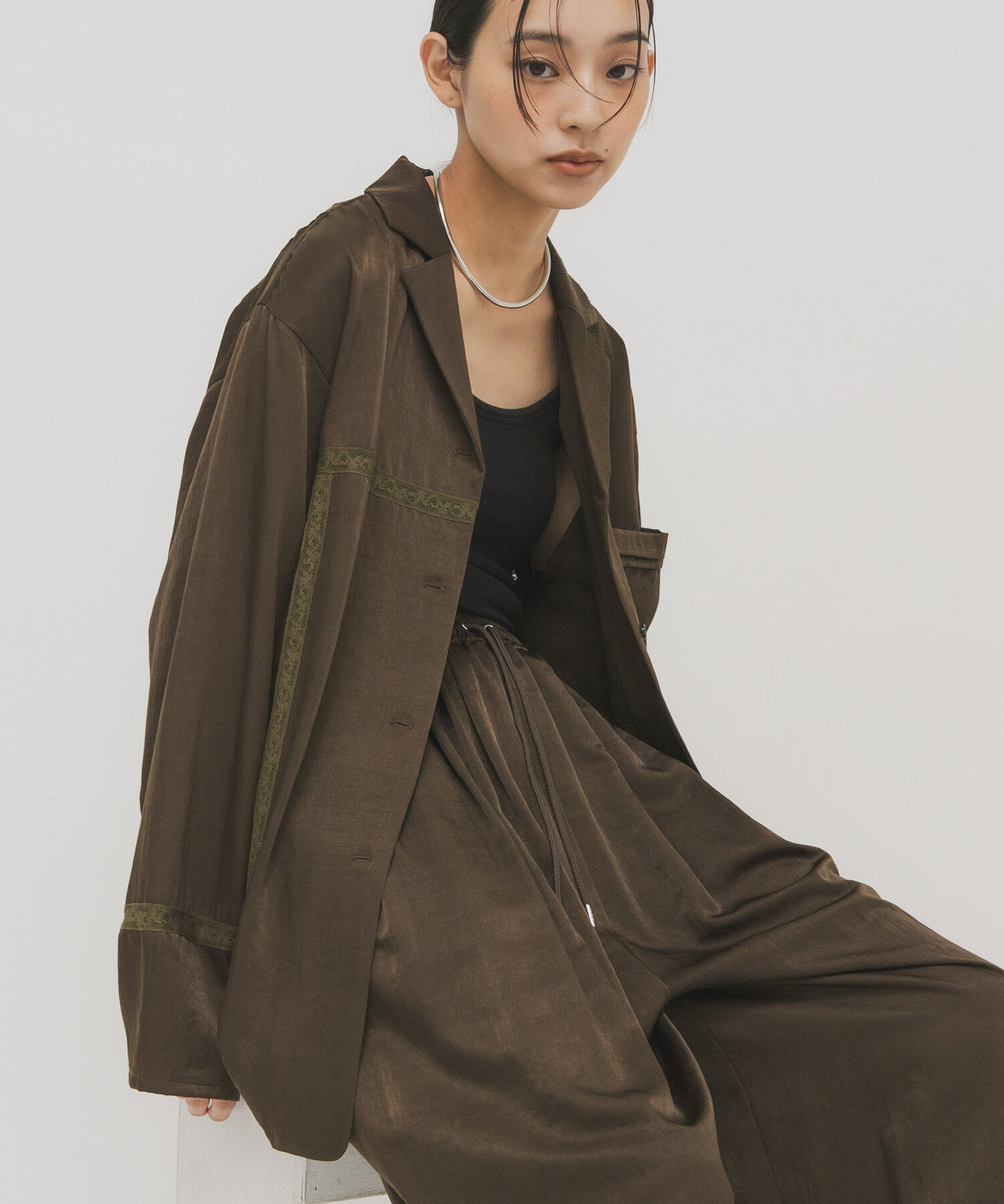  「ルーズサテンシャツ」|シャツ・ブラウス|グリーン系その他