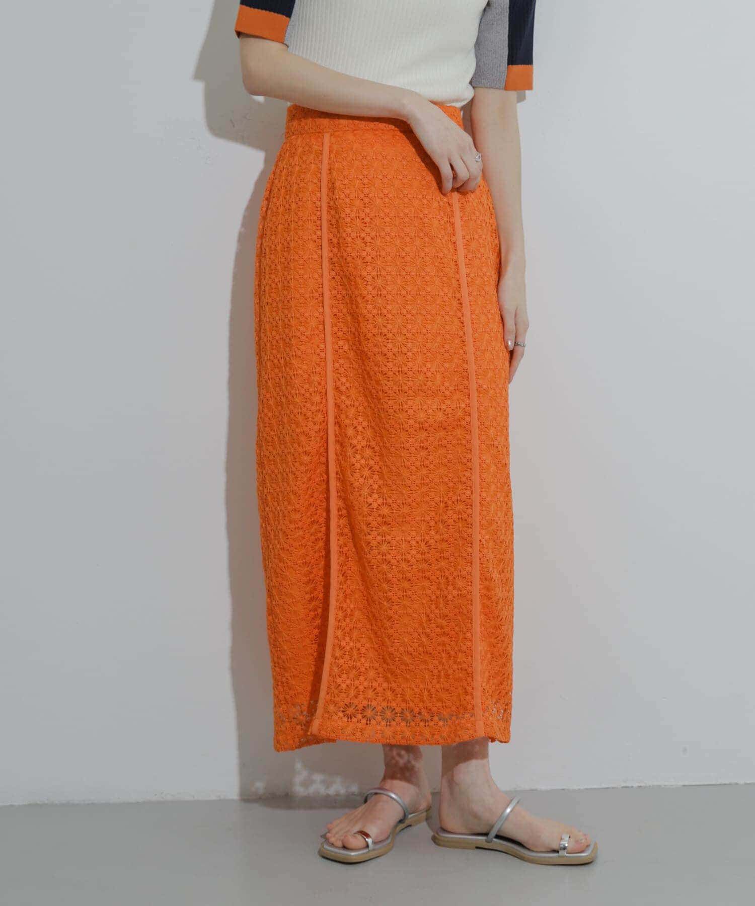 SENSE OF PLACE by URBAN RESEARCH「パイピングレーススカート」|スカート|オレンジ