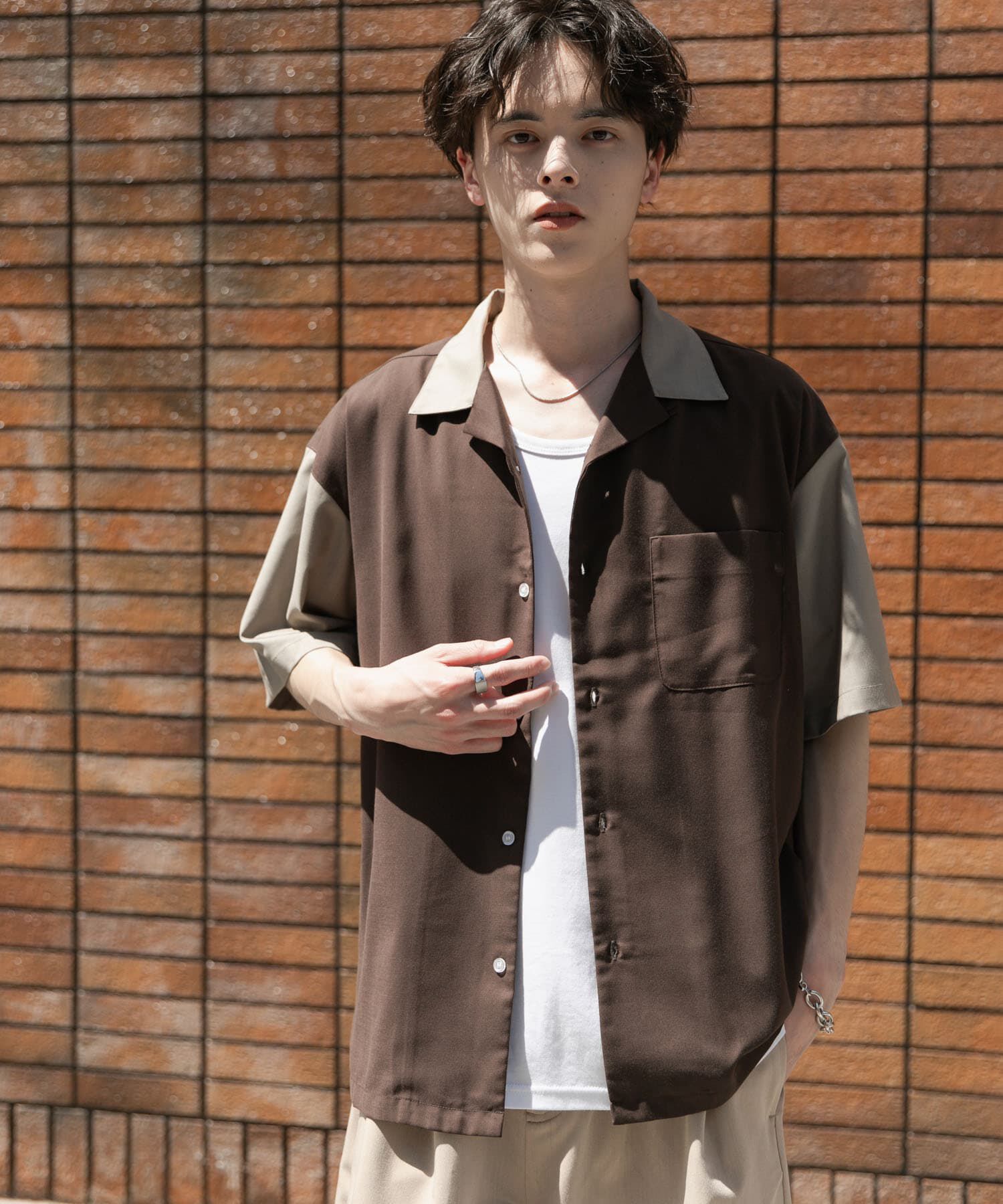 SENSE OF PLACE by URBAN RESEARCH「バイカラーオープンカラーショートスリーブシャツ」|シャツ・ブラウス|