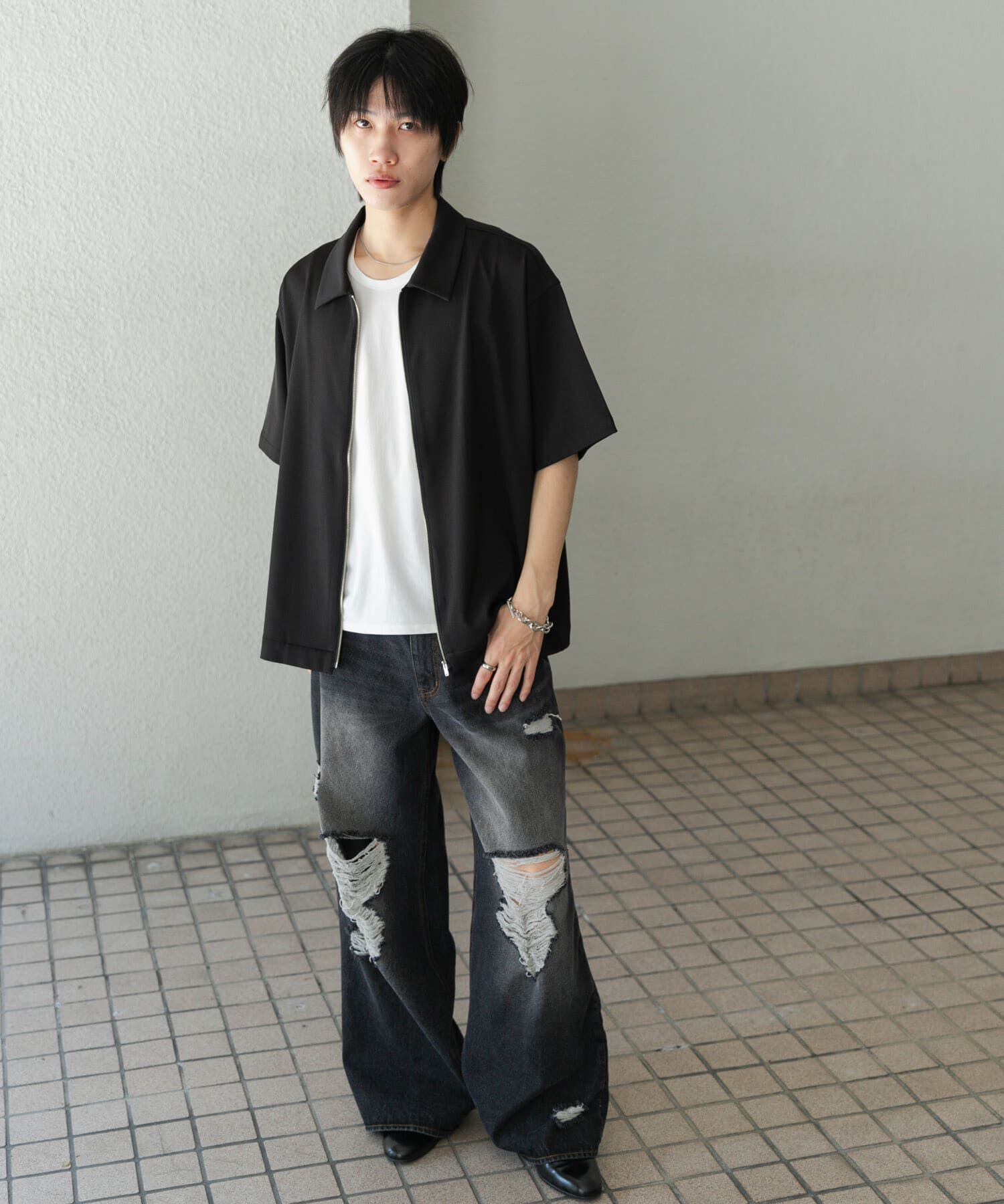 SENSE OF PLACE by URBAN RESEARCH「ZIPショートスリーブルーズシャツ」|シャツ・ブラウス|