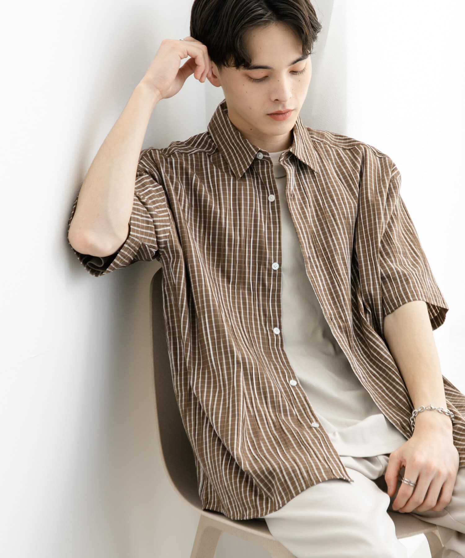 SENSE OF PLACE by URBAN RESEARCH「アソートジャガードショートスリーブシャツ」|シャツ・ブラウス|ブラウン