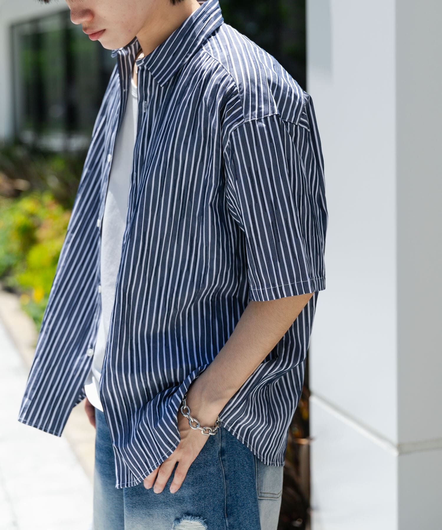 SENSE OF PLACE by URBAN RESEARCH「アソートジャガードショートスリーブシャツ」|シャツ・ブラウス|ネイビー