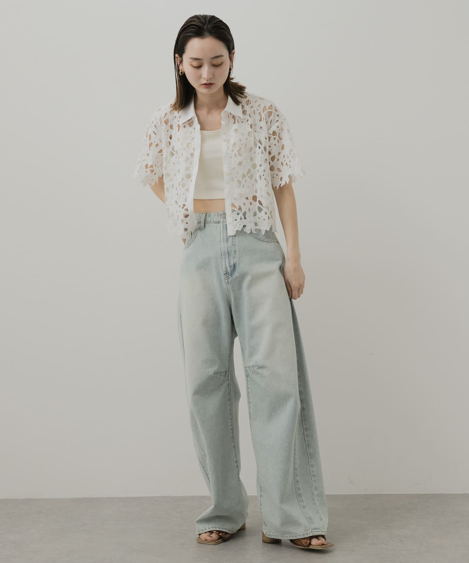 SENSE OF PLACE by URBAN RESEARCH「レースクロップドシャツ(半袖)」|シャツ・ブラウス|