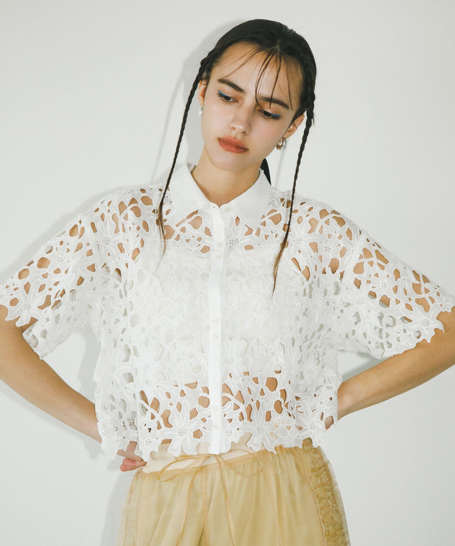 SENSE OF PLACE by URBAN RESEARCH「レースクロップドシャツ(半袖)」|シャツ・ブラウス|