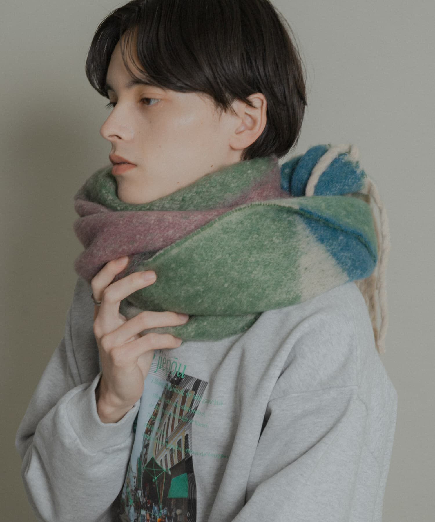 SENSE OF PLACE by URBAN RESEARCH「パターンボリューム大判マフラー」|マフラー|グリーン