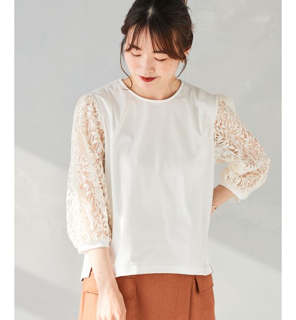  「《手洗い可能》シアーレースキリカエプルオーバー」|Tシャツ・カットソー|