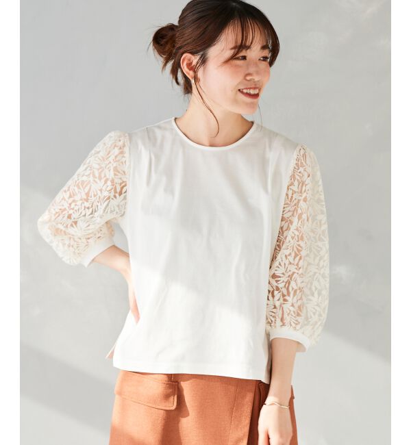  「《手洗い可能》シアーレースキリカエプルオーバー」|Tシャツ・カットソー|