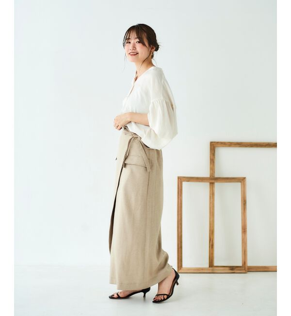 le.coeur blanc「《手洗い可能》ラップライクフレアスカート」|スカート|