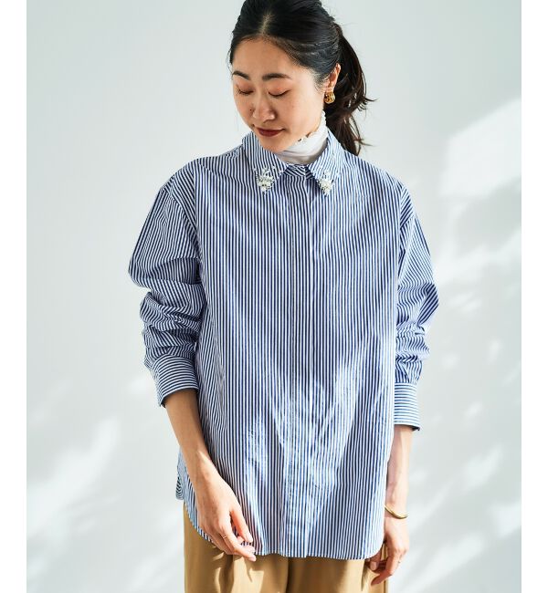 le.coeur blanc「《手洗い可能》ビジューカラーシャツ」|シャツ・ブラウス|