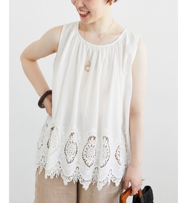  「Fanaka裾レースノースリーブ」|シャツ・ブラウス|