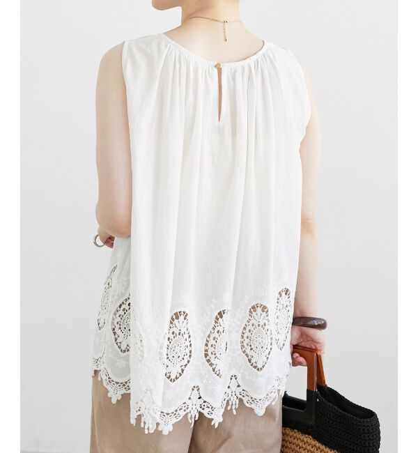  「Fanaka裾レースノースリーブ」|シャツ・ブラウス|