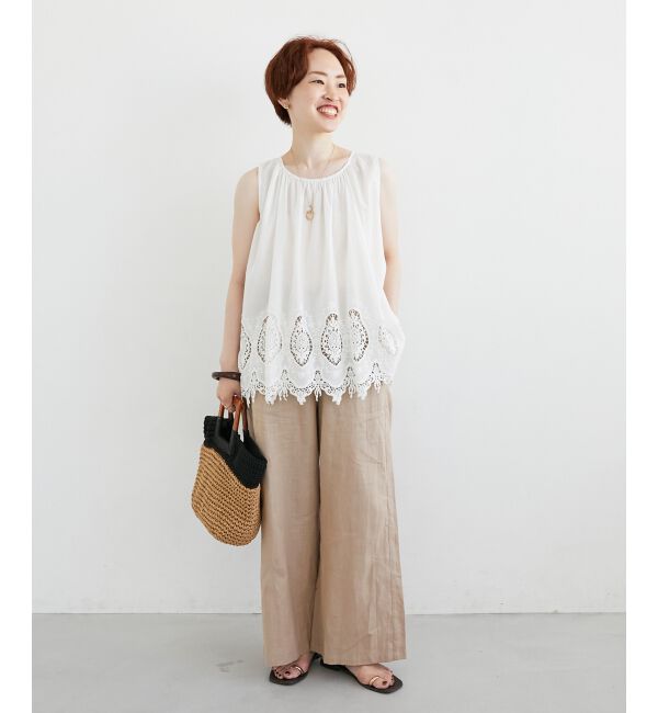  「Fanaka裾レースノースリーブ」|シャツ・ブラウス|