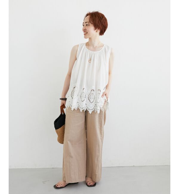  「Fanaka裾レースノースリーブ」|シャツ・ブラウス|