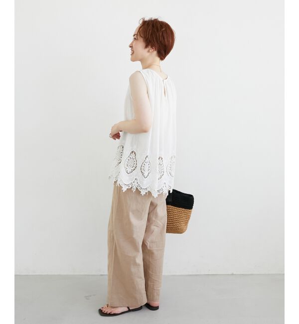  「Fanaka裾レースノースリーブ」|シャツ・ブラウス|