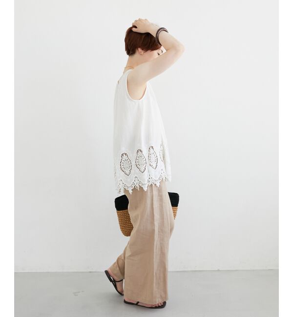 「Fanaka裾レースノースリーブ」|シャツ・ブラウス|