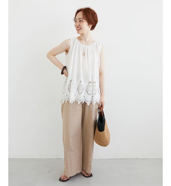  「Fanaka裾レースノースリーブ」|シャツ・ブラウス|