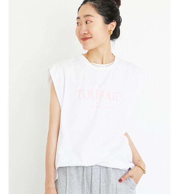  「toujoursロゴプリントフレンチTシャツ」|Tシャツ・カットソー|