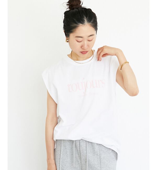  「toujoursロゴプリントフレンチTシャツ」|Tシャツ・カットソー|