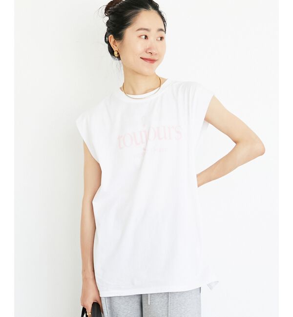  「toujoursロゴプリントフレンチTシャツ」|Tシャツ・カットソー|