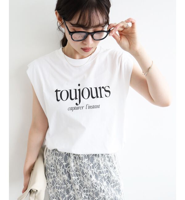  「toujoursロゴプリントフレンチTシャツ」|Tシャツ・カットソー|