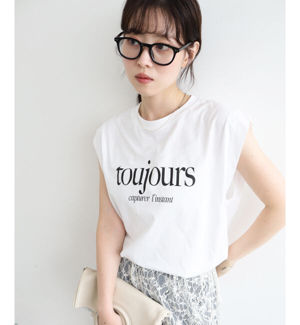  「toujoursロゴプリントフレンチTシャツ」|Tシャツ・カットソー|