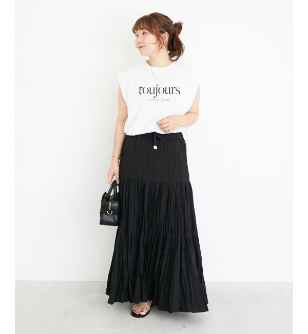  「toujoursロゴプリントフレンチTシャツ」|Tシャツ・カットソー|